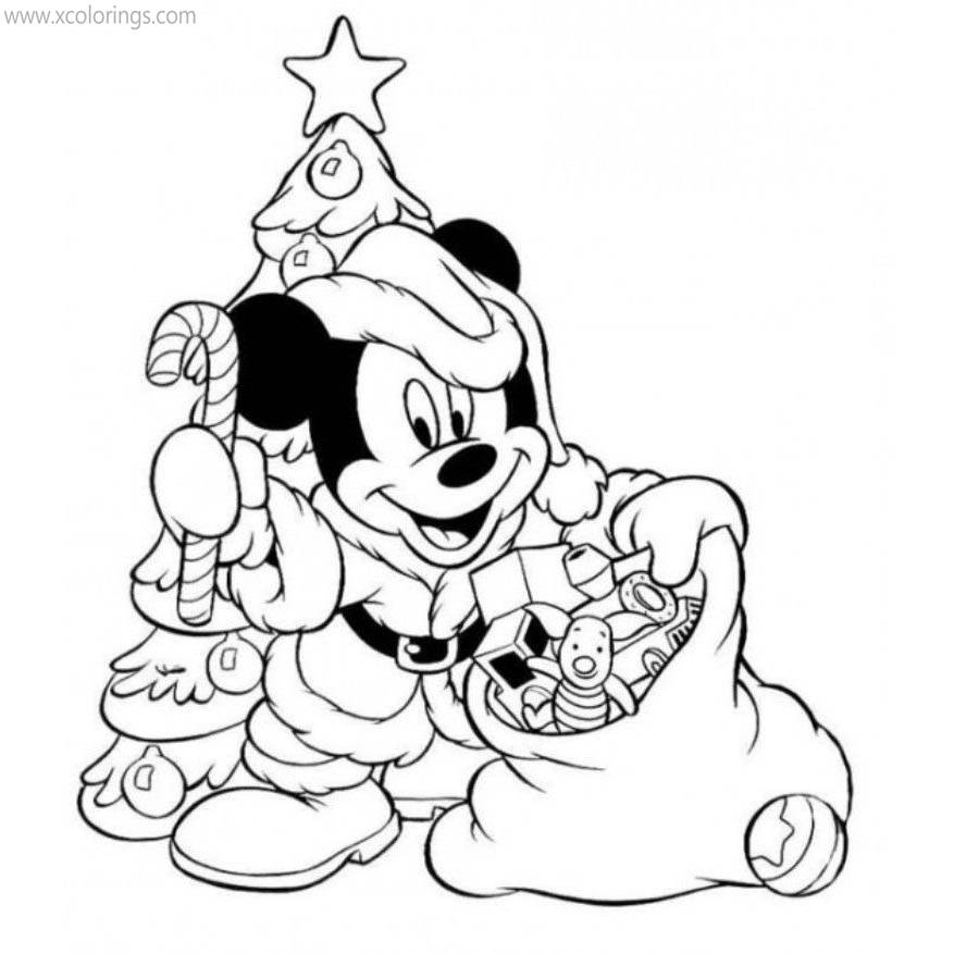 Free Mickey Mouse As Christmas Santa Claus Coloring Pages printable