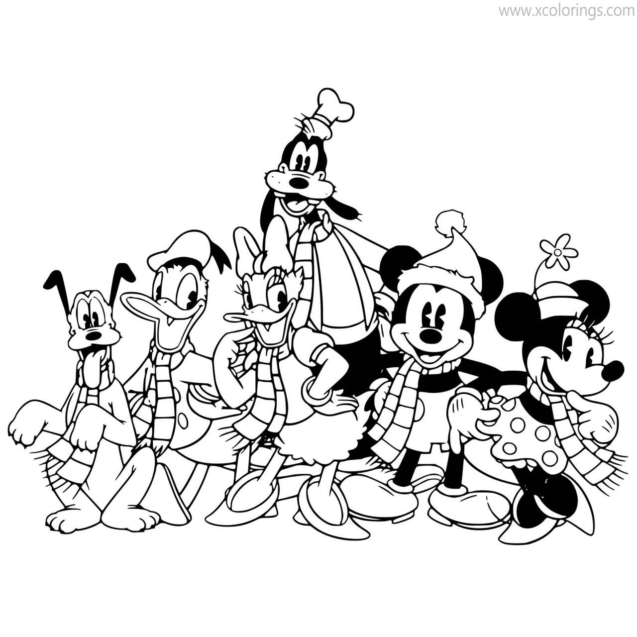 Free Mickey Mouse Characteres Christmas Coloring Pages printable