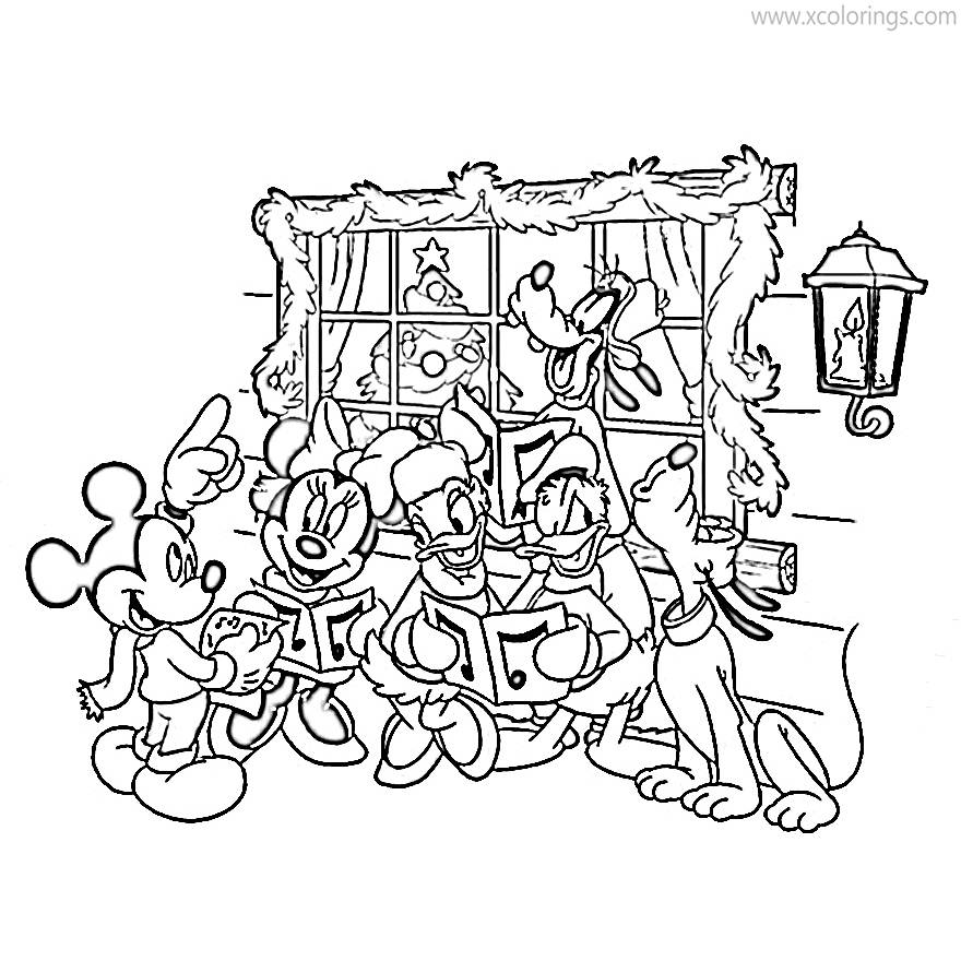 Free Mickey Mouse Characters Christmas Coloring Pages printable