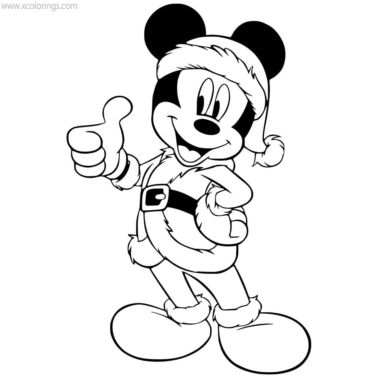Free Mickey Mouse Christmas Coloring Pages As A Santa Claus printable