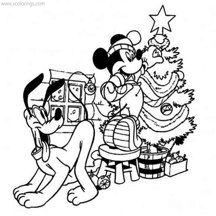 Free Mickey Mouse Christmas Coloring Pages Christmas Tree printable