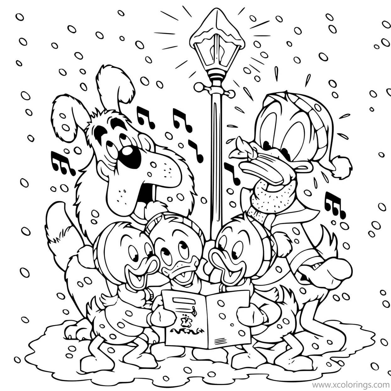 Free Mickey Mouse Christmas Coloring Pages Donald Nephews printable
