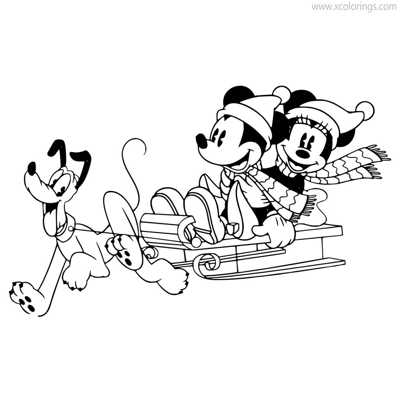 Free Mickey Mouse Christmas Coloring Pages Minnie Mickey and Pluto printable