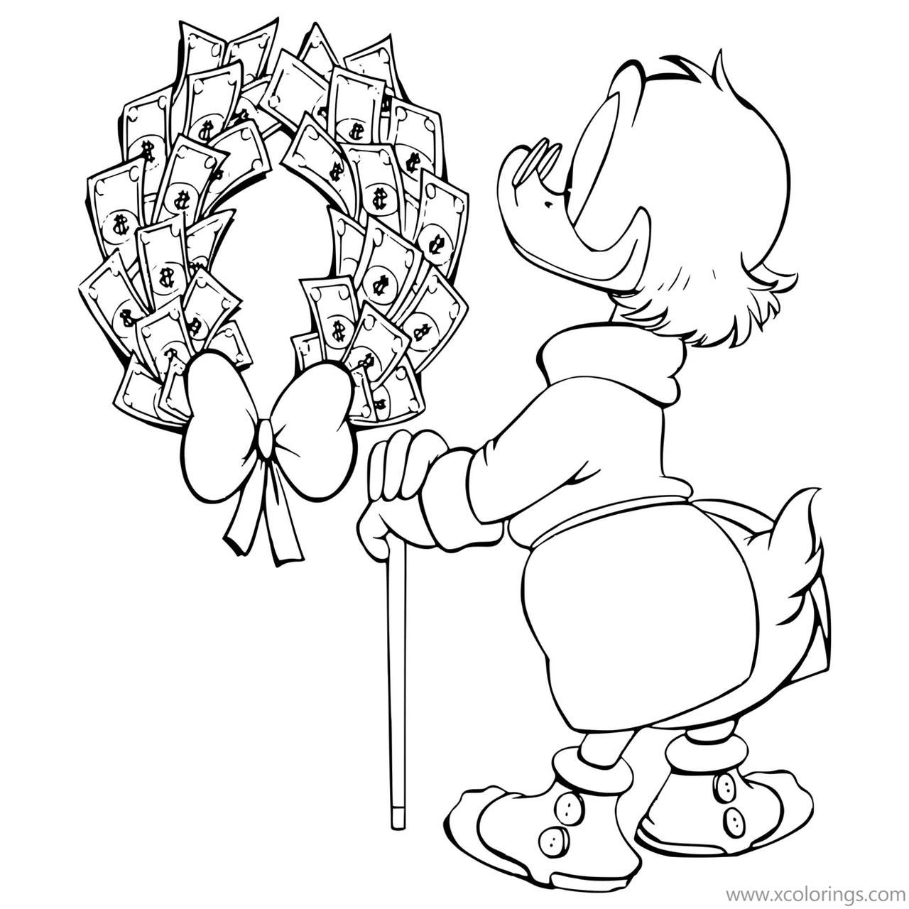 Free Mickey Mouse Christmas Coloring Pages Scrooge Money Wreath printable