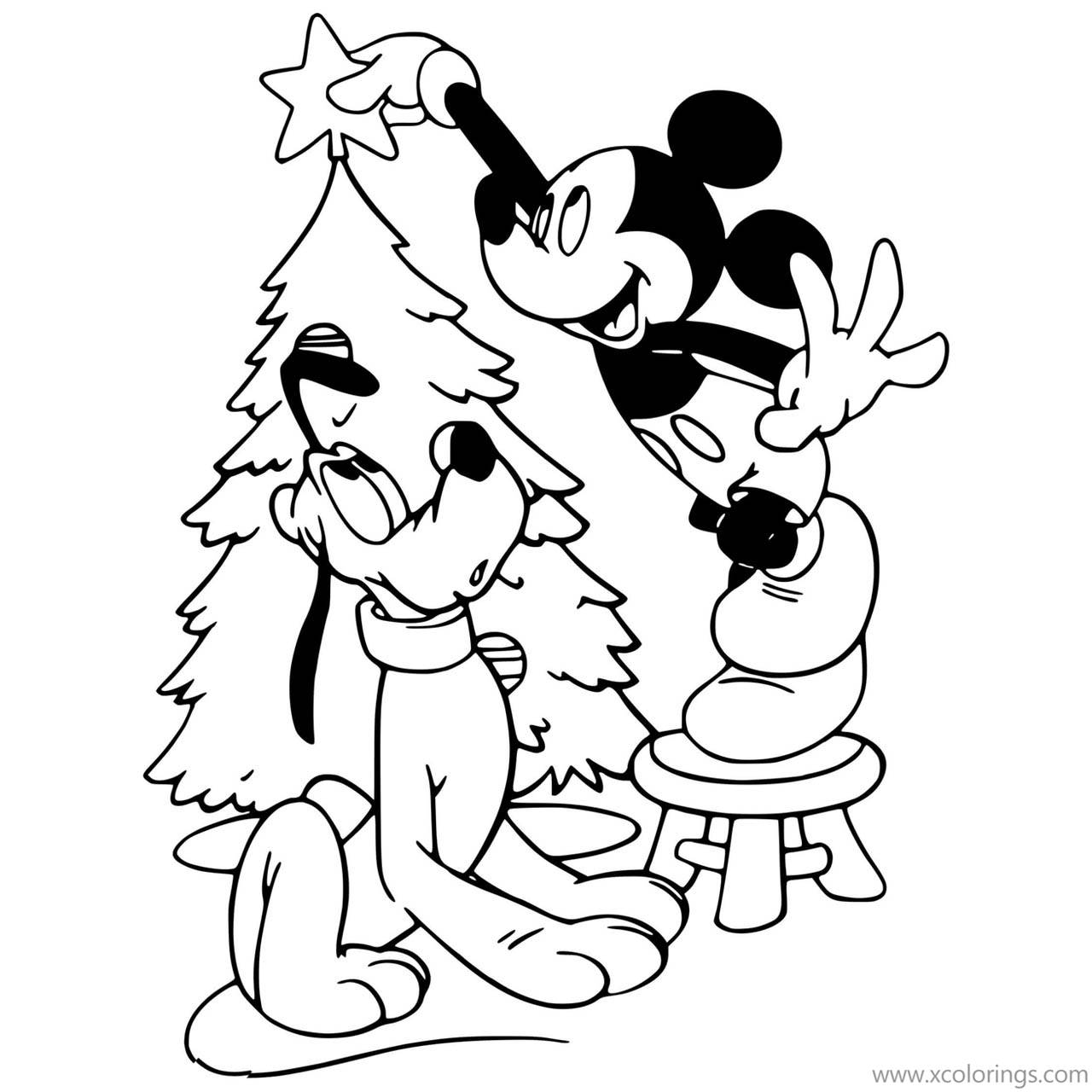 Free Mickey Mouse Christmas Coloring Pages with Pluto printable