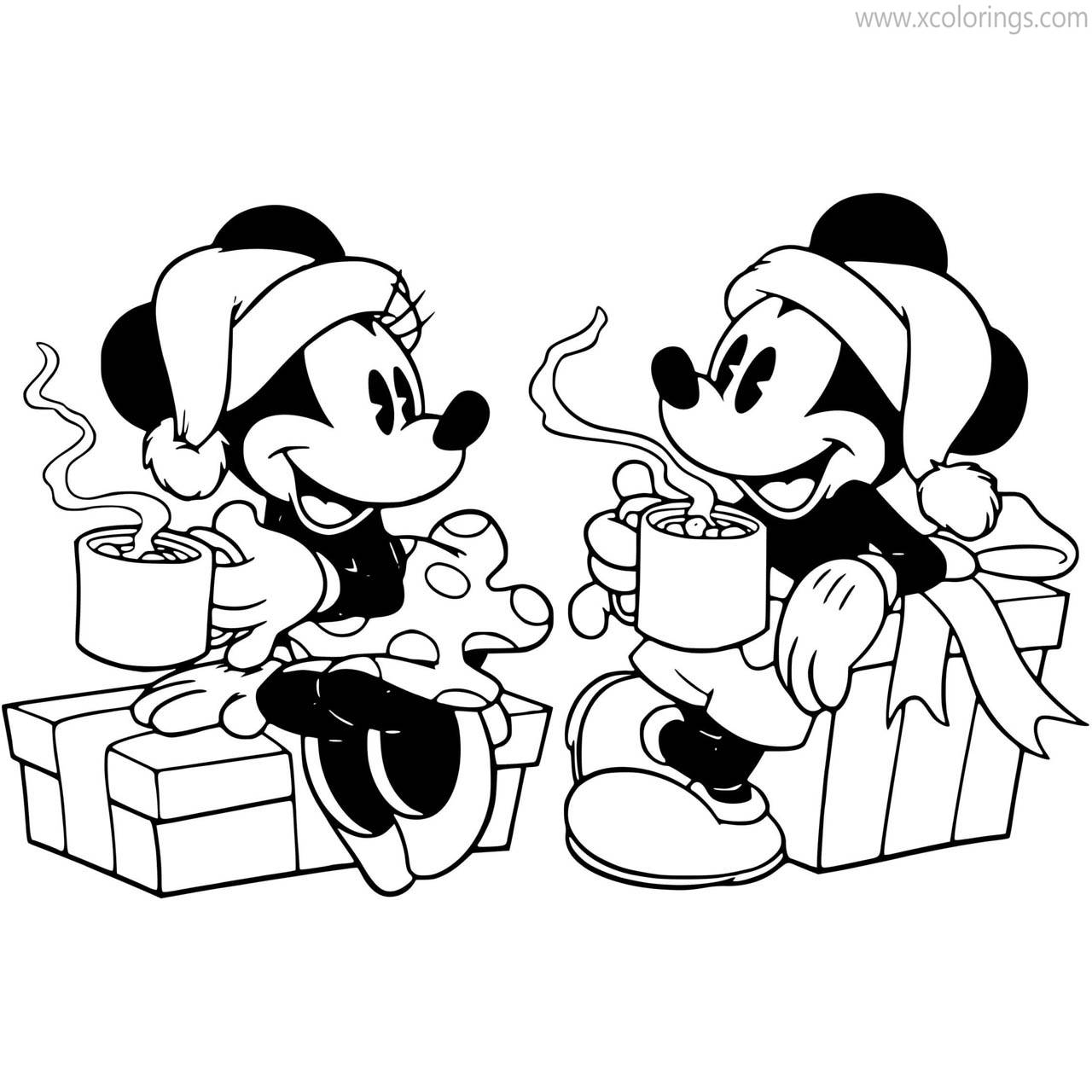 Free Mickey Mouse Christmas Gifts Coloring Pages printable