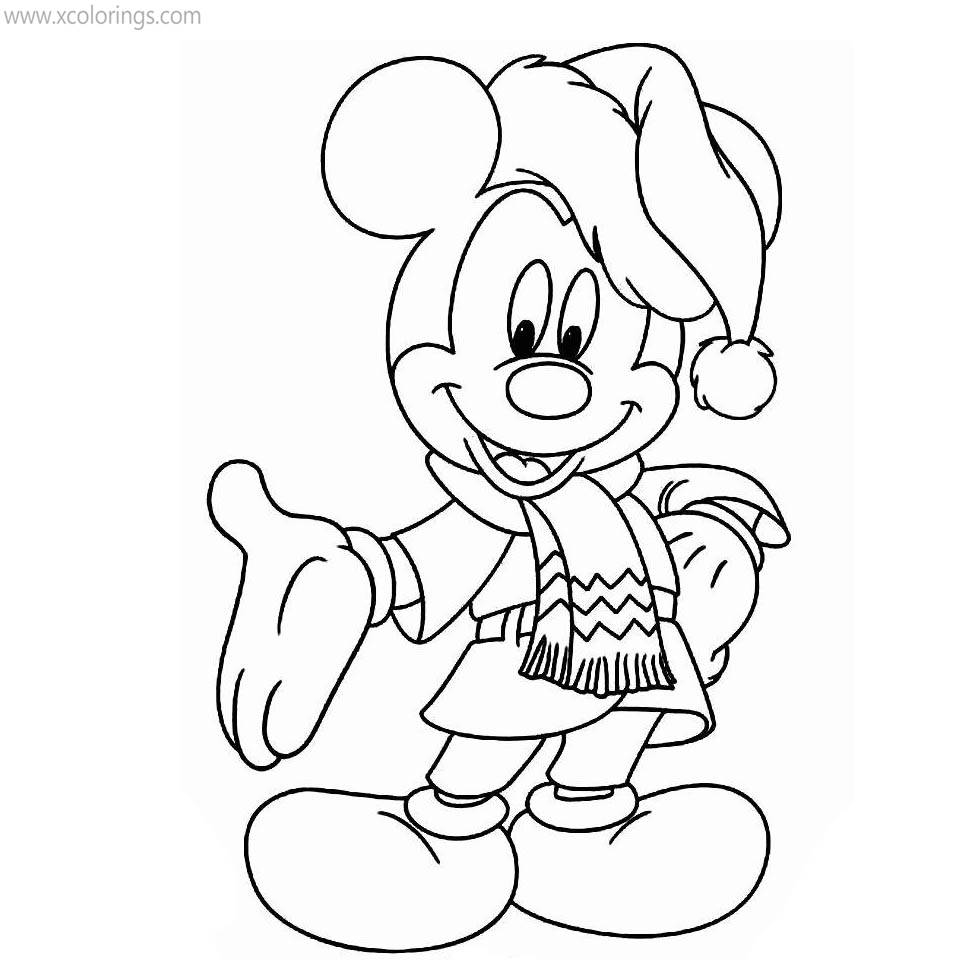 Free Mickey Mouse Christmas Hat Coloring Pages printable
