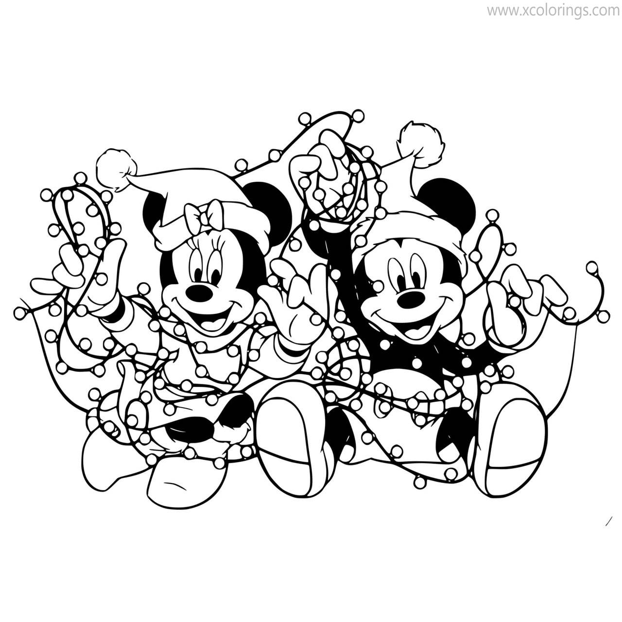 Free Mickey Mouse Christmas Lights Coloring Pages printable