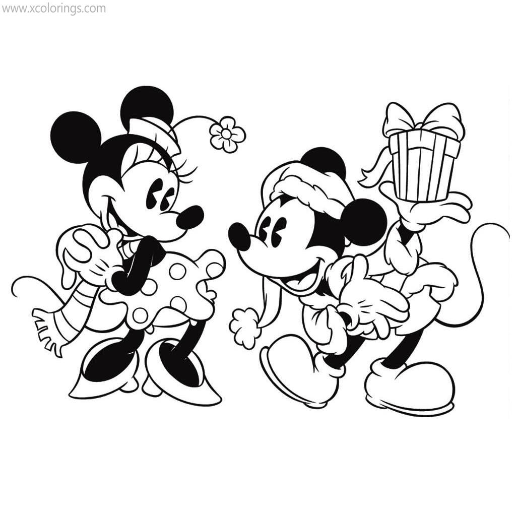 Free Mickey Mouse Christmas Present Coloring Pages printable