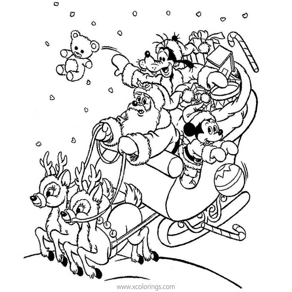 Free Mickey Mouse Christmas Sleigh Coloring Pages printable