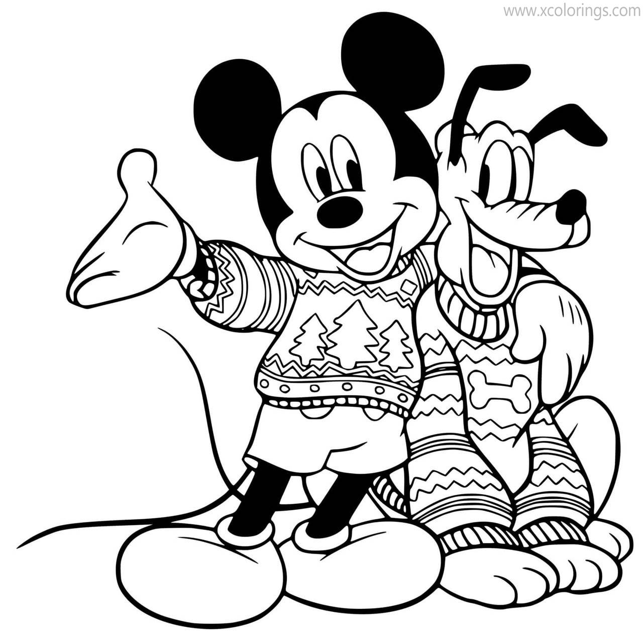 Free Mickey Mouse Christmas Sweater Coloring Pages printable