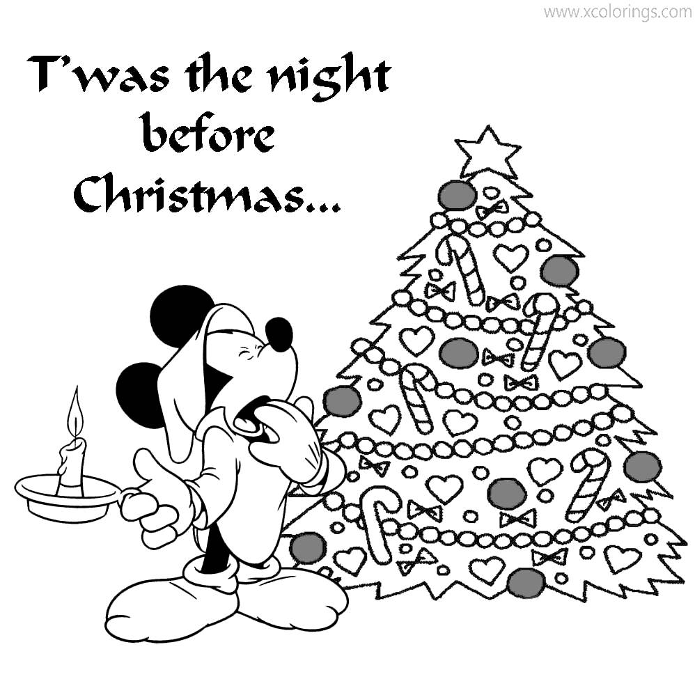 Free Mickey Mouse Christmas Tree Coloring Pages Night Before Christmas printable