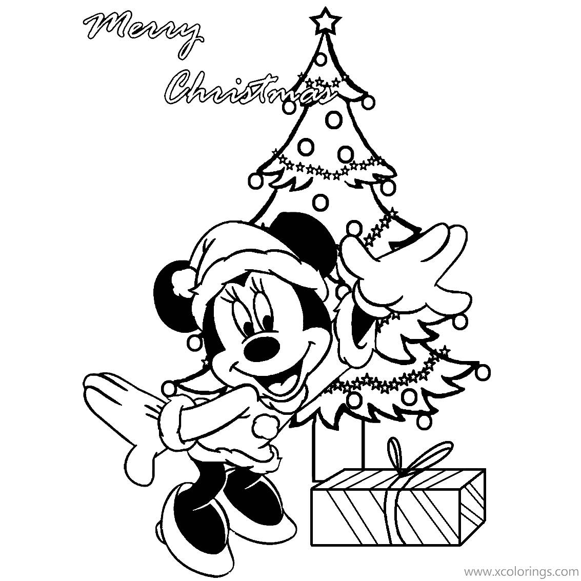 Free Mickey Mouse Christmas Tree Coloring Pages printable