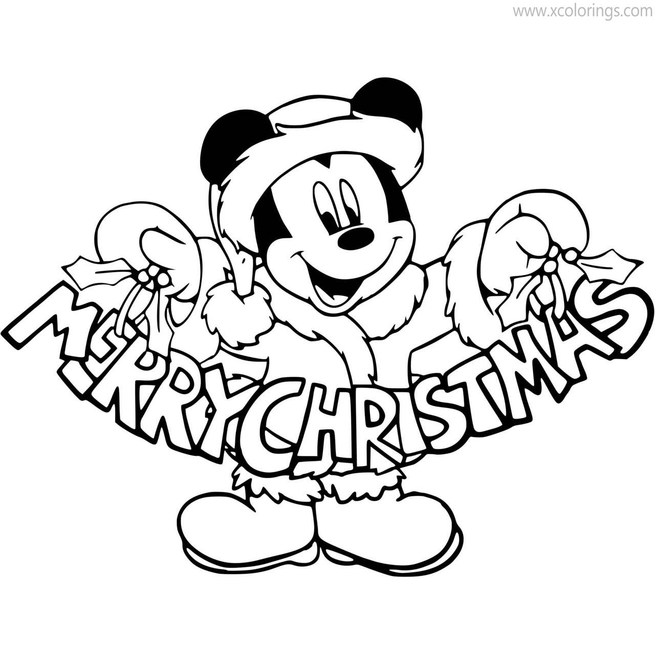 Free Mickey Mouse Merry Christmas Coloring Pages printable