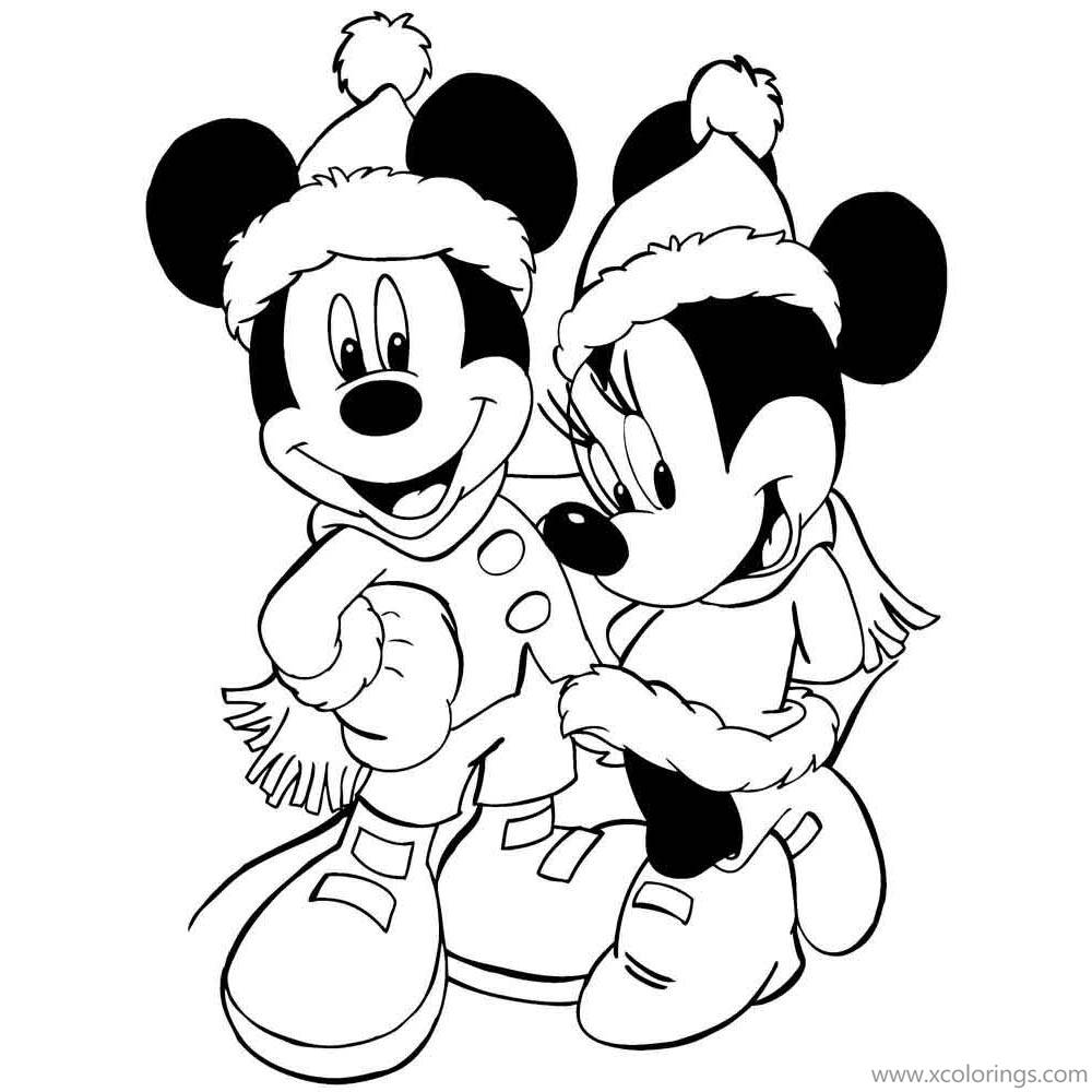 Free Mickey Mouse and Minnie Christmas Coloring Pages printable