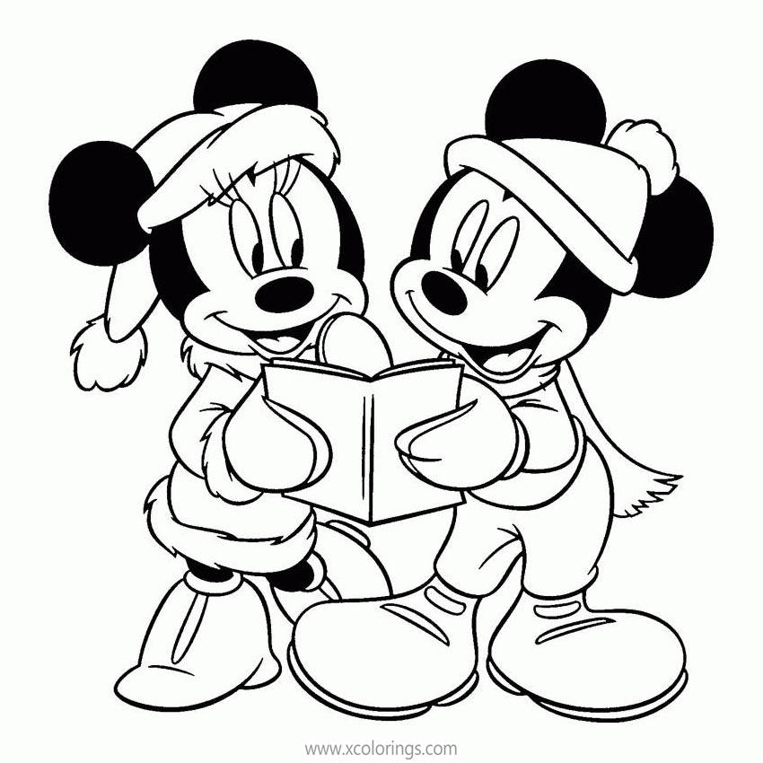 Free Mickey and Minnie Christmas Singing Coloring Pages printable