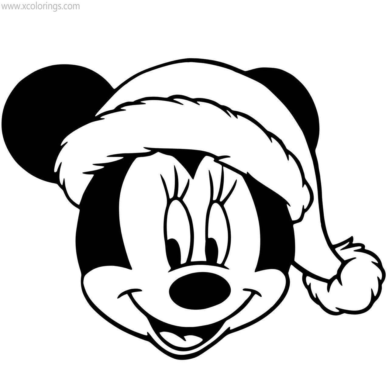 Free Minnie Mouse Christmas Face Coloring Pages printable