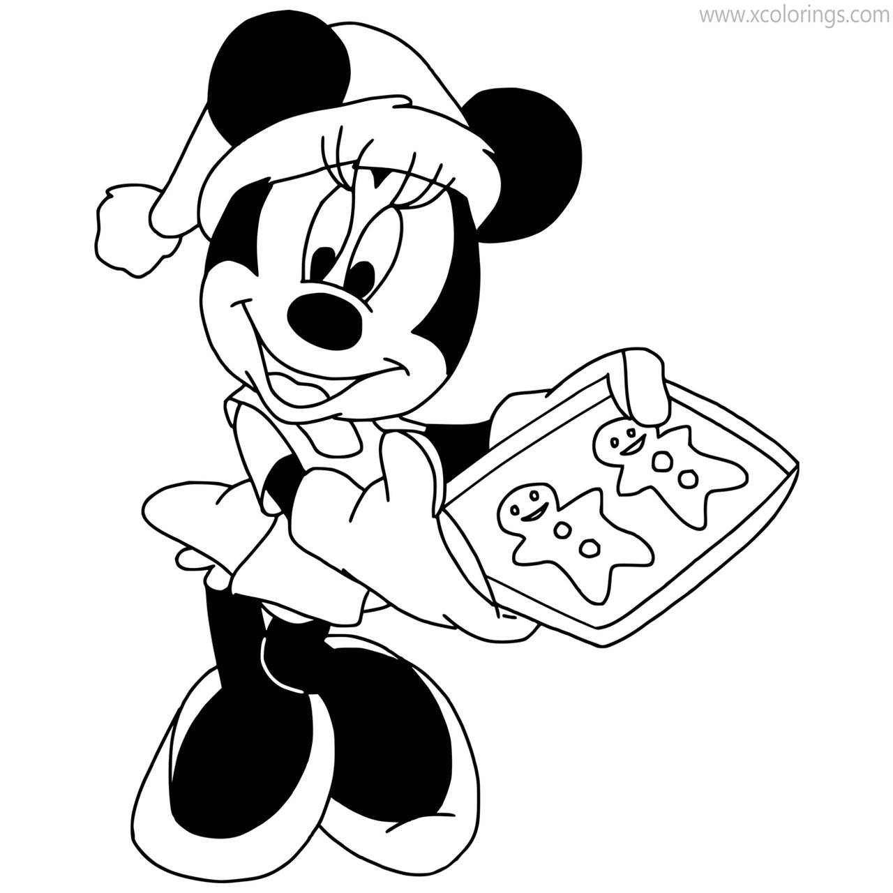 Free Minnie Mouse Christmas Gingerbread Coloring Pages printable