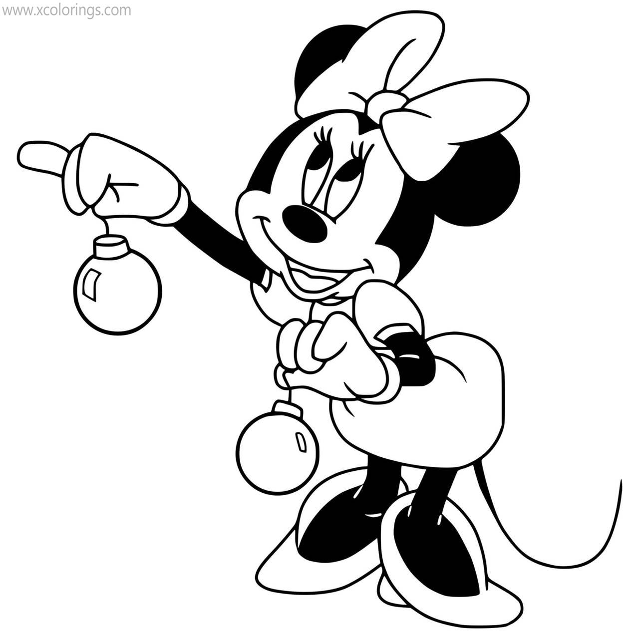 Free Minnie Mouse Christmas Ornaments Coloring Pages printable