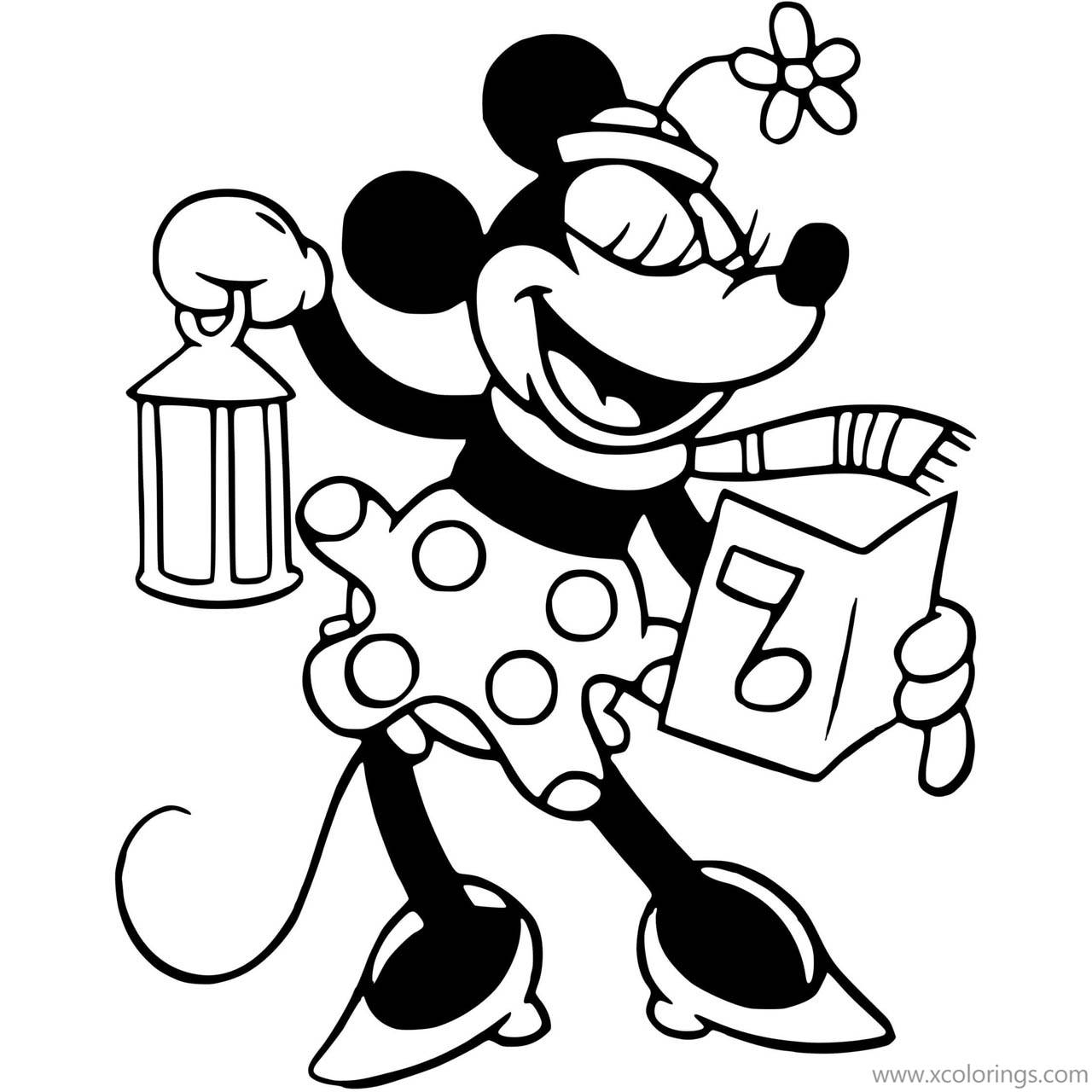Free Minnie Mouse Christmas Singing Coloring Pages printable