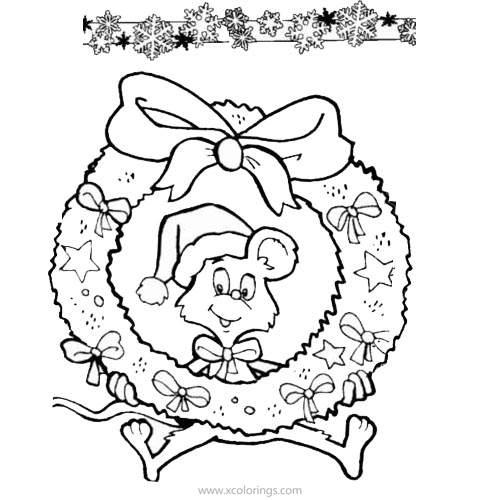 Free Mouse and Christmas Wreath Coloring Pages printable