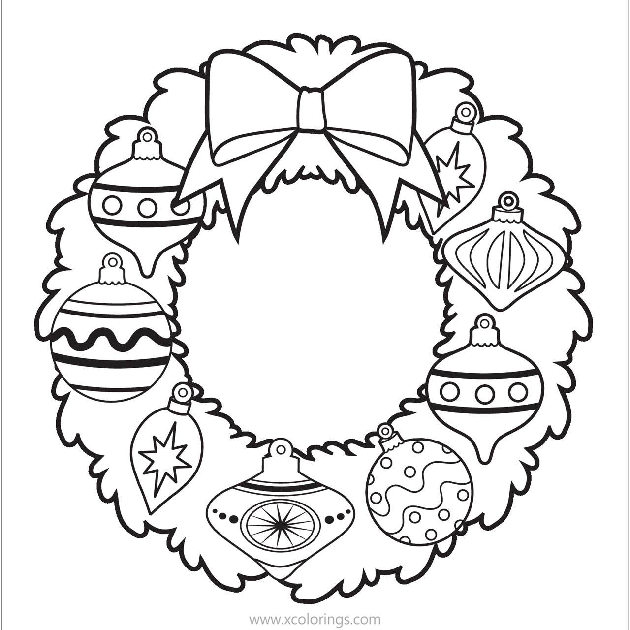 Free Ornament Christmas Wreath Coloring Pages printable
