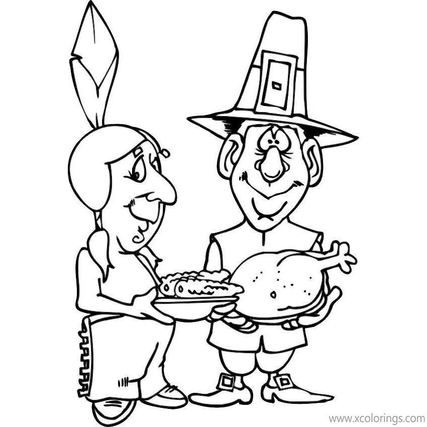 Free Pilgrim Coloring Pages Animated Pilgrim and Indian printable