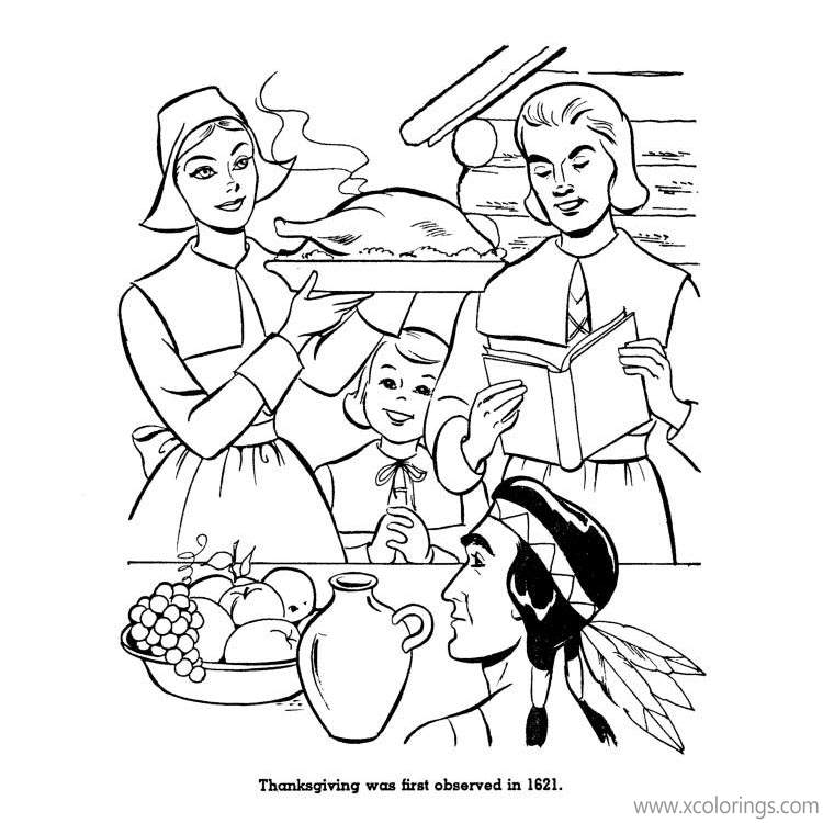 Free Pilgrim Coloring Pages First Thanksgiving In 1621 printable