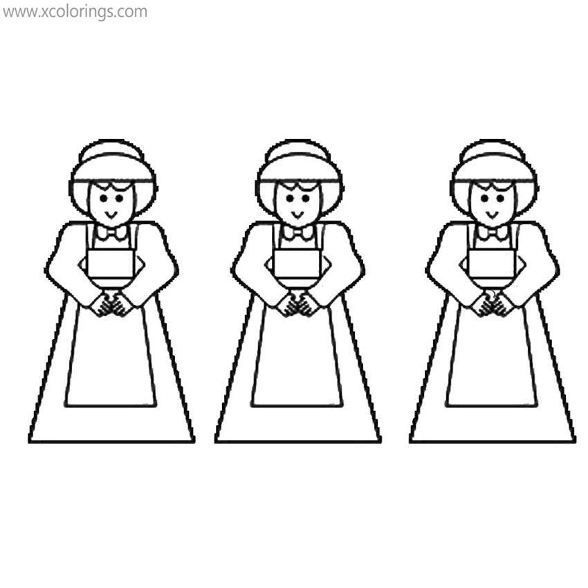 Free Pilgrim Coloring Pages Girl Craft Template printable