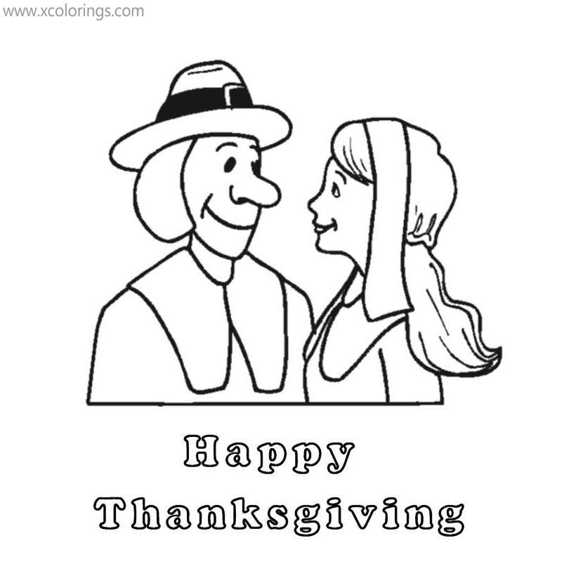 Free Pilgrim Coloring Pages Happy Thanksgiving printable