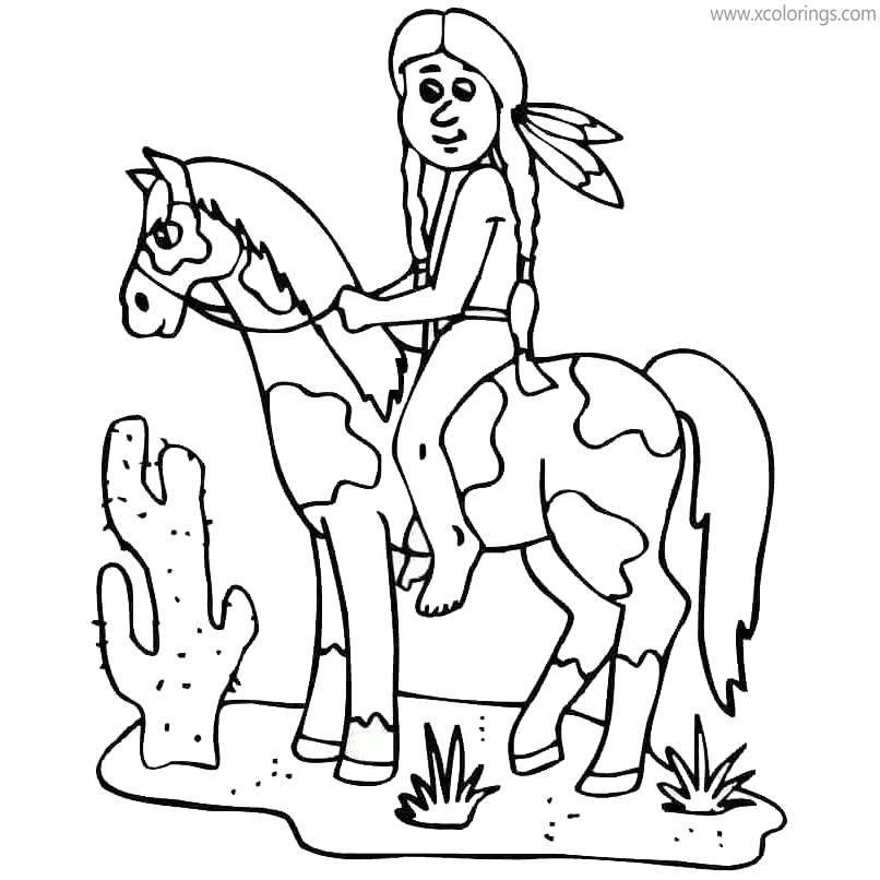 Free Pilgrim Coloring Pages Indian Riding A Horse printable