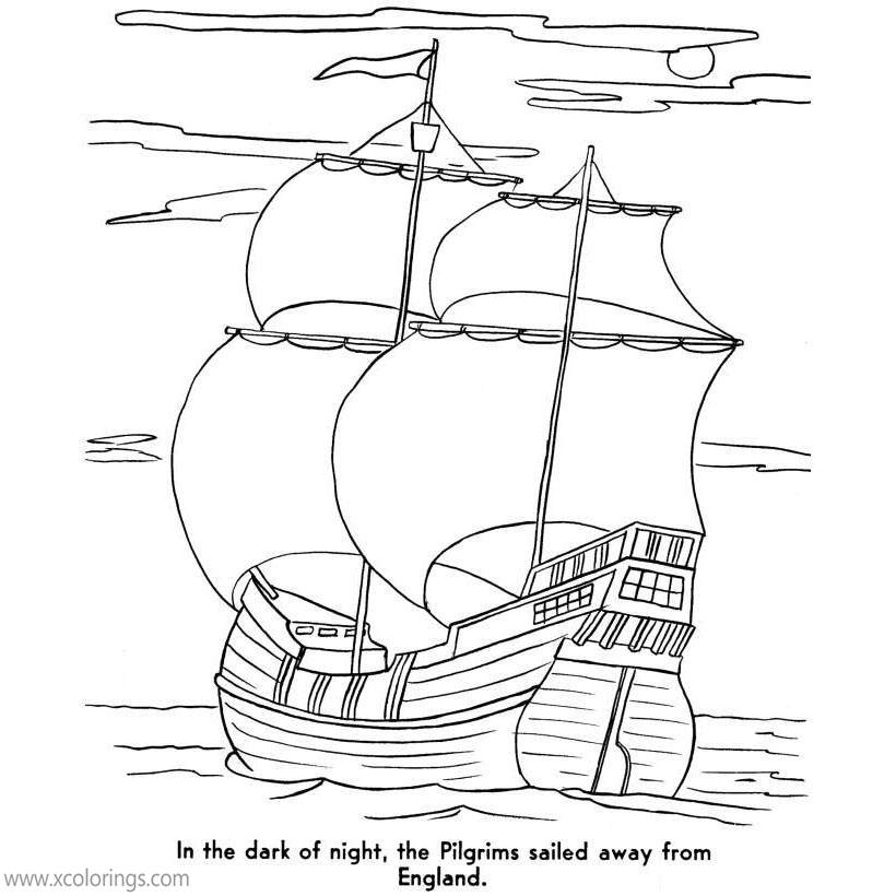 Free Pilgrim Coloring Pages Mayflower On the Sea printable