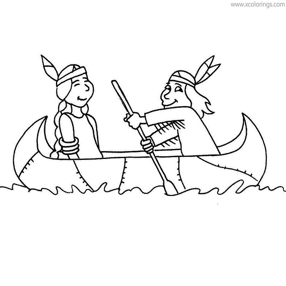 Free Pilgrim Coloring Pages Native Indian printable