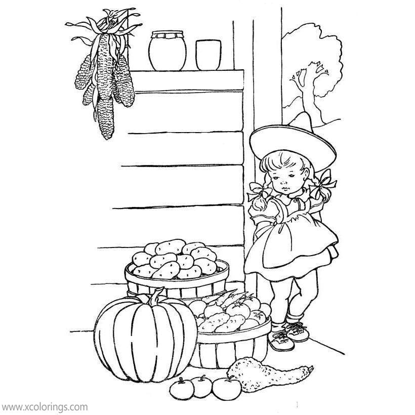 Free Pilgrim Coloring Pages Thanksgiving Harvest printable