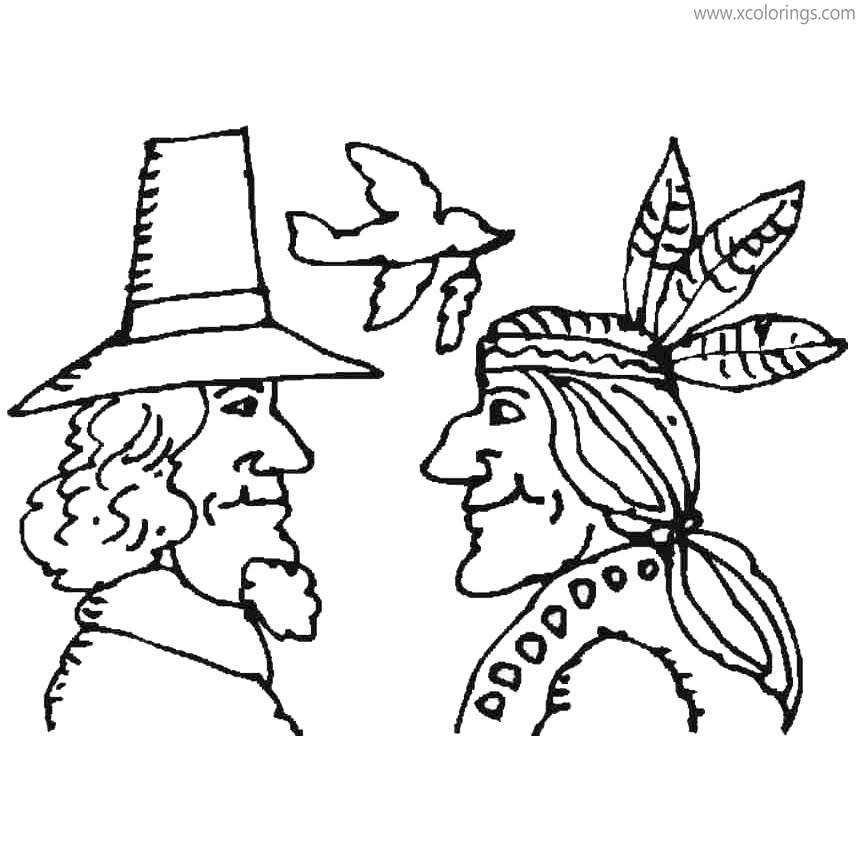 Free Pilgrim Coloring Pages for Thanksgiving printable