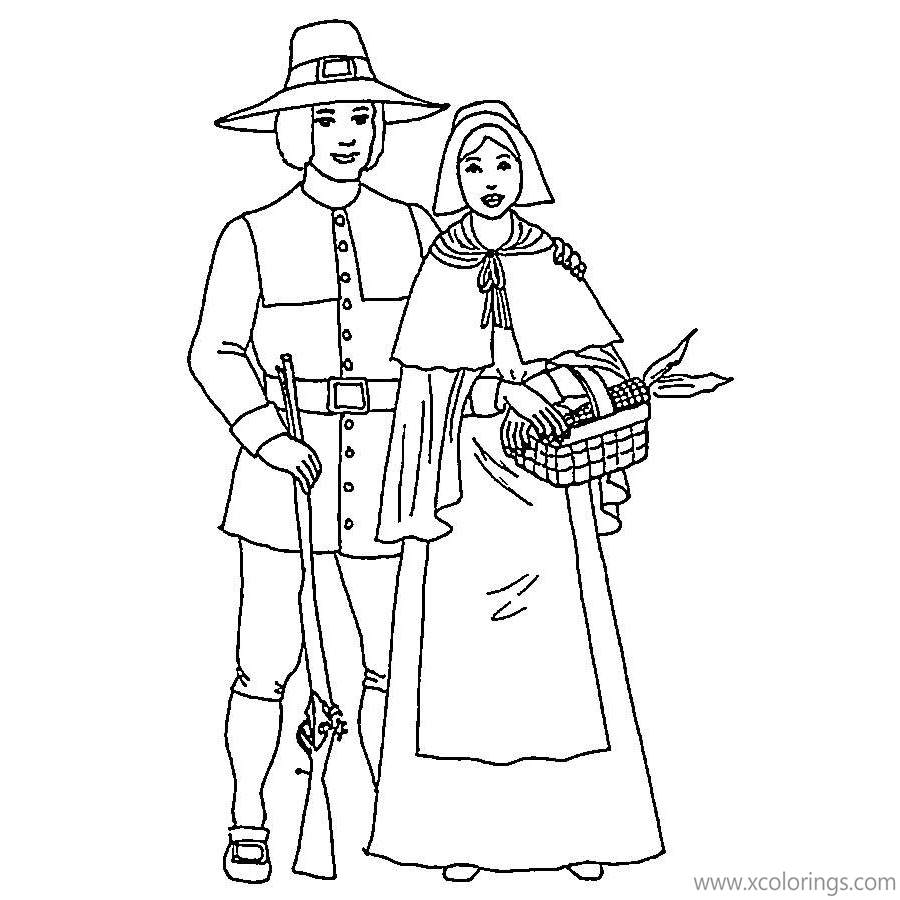 Free Pilgrim Couple Life Coloring Pages printable