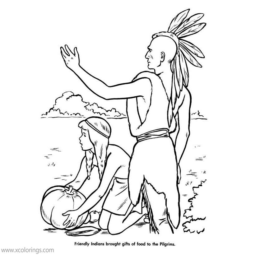 Free Pilgrim Story Coloring Pages Native Americans printable
