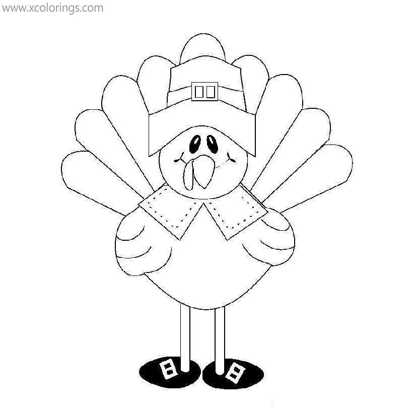 Free Pilgrim Turkey with Hat Coloring Pages printable