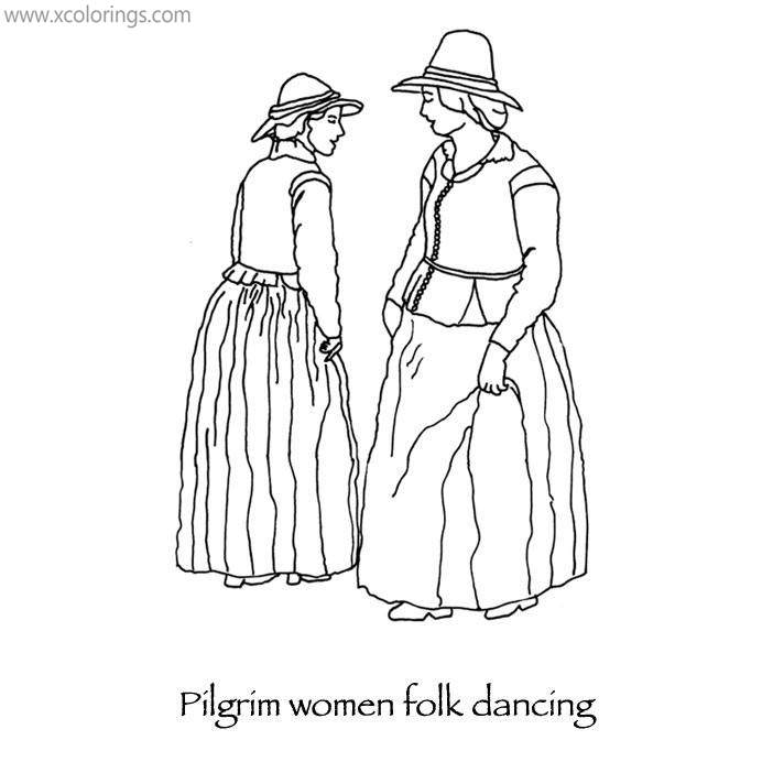 Free Pilgrim Women Dancing Coloring Pages printable