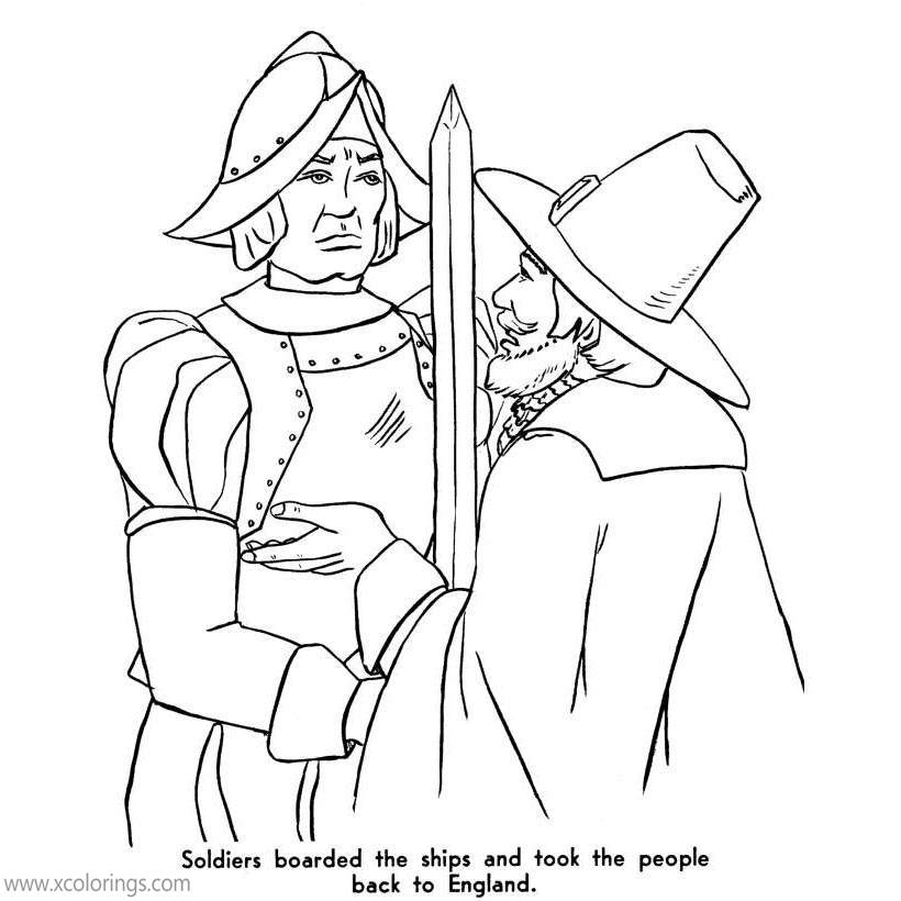 Free Pilgrims Story Coloring Pages printable