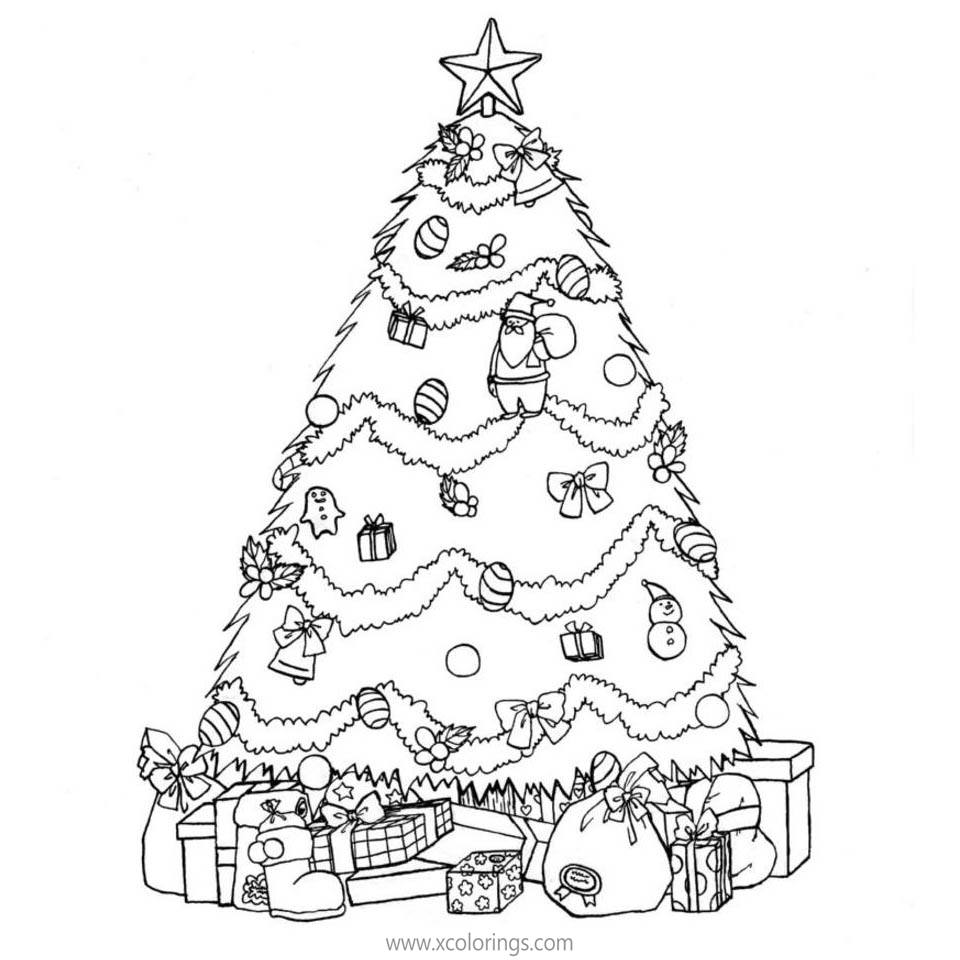 Free Presents Under Christmas Tree Coloring Pages printable
