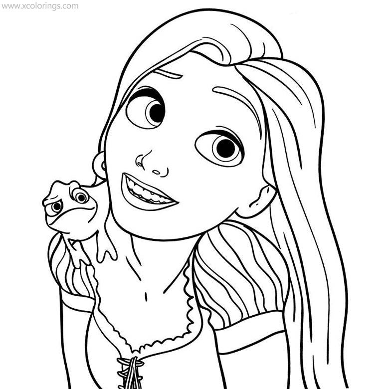 Free Princess Rapunzel and Pascal Coloring Pages printable