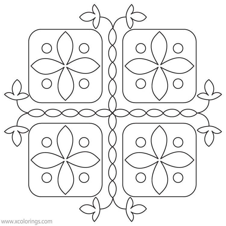 Free Rangoli Coloring Pages with Squares printable