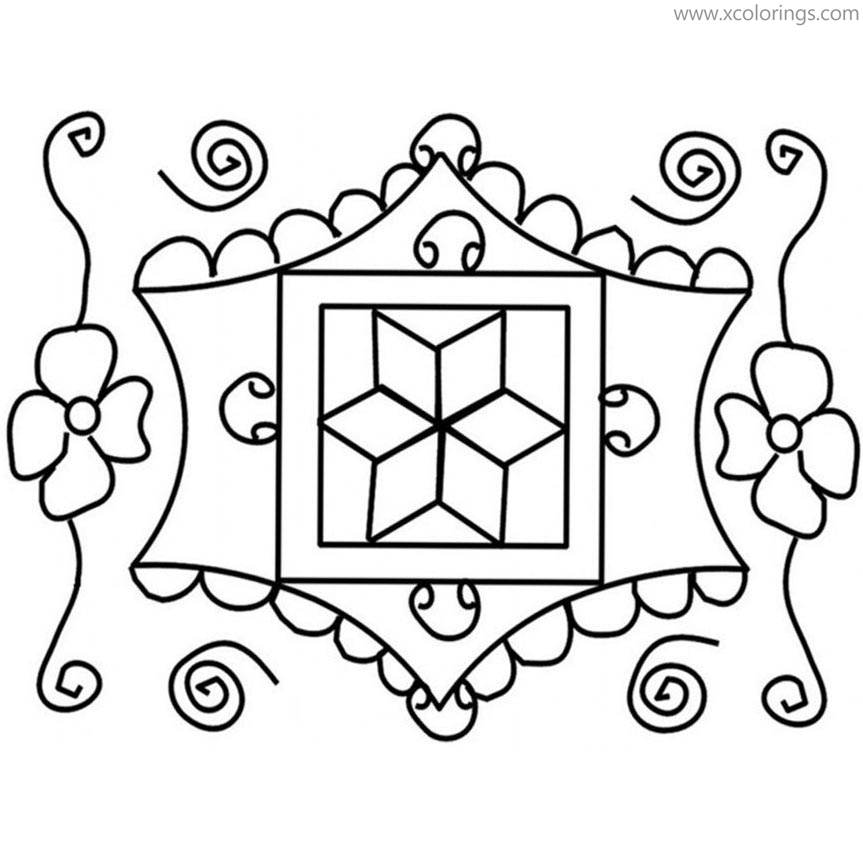 Free Rangoli Outline Coloring Pages printable