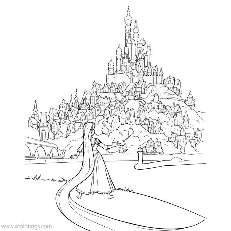 Free Rapunzel Coloring Pages Castle printable