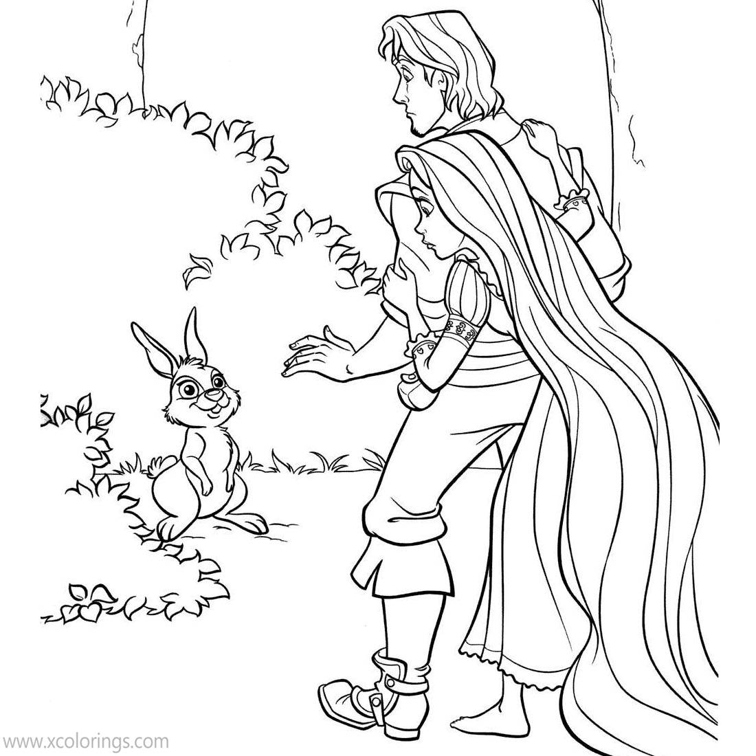 Free Rapunzel Coloring Pages Flynn and Rabbit printable