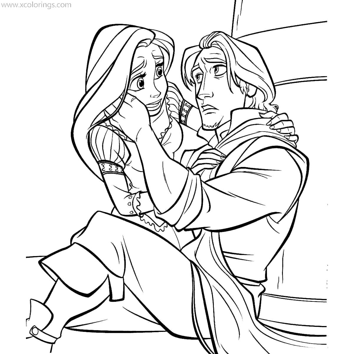 Free Rapunzel Coloring Pages Flynn is Hurt printable