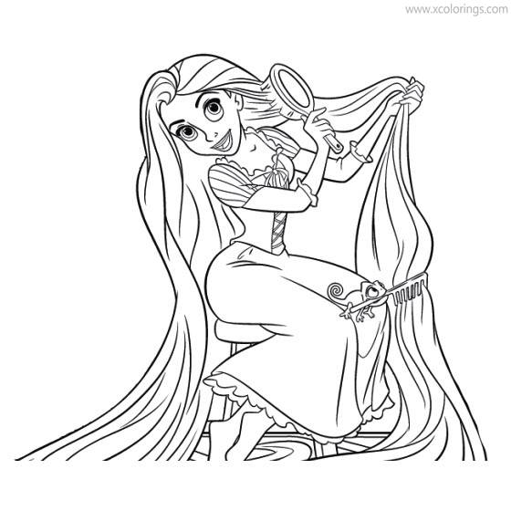 Free Rapunzel Combing Her Hair Coloring Pages printable