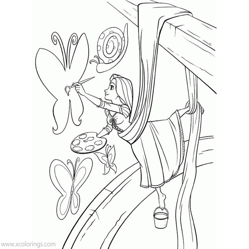 Free Rapunzel Drawing Butterfly Coloring Pages printable