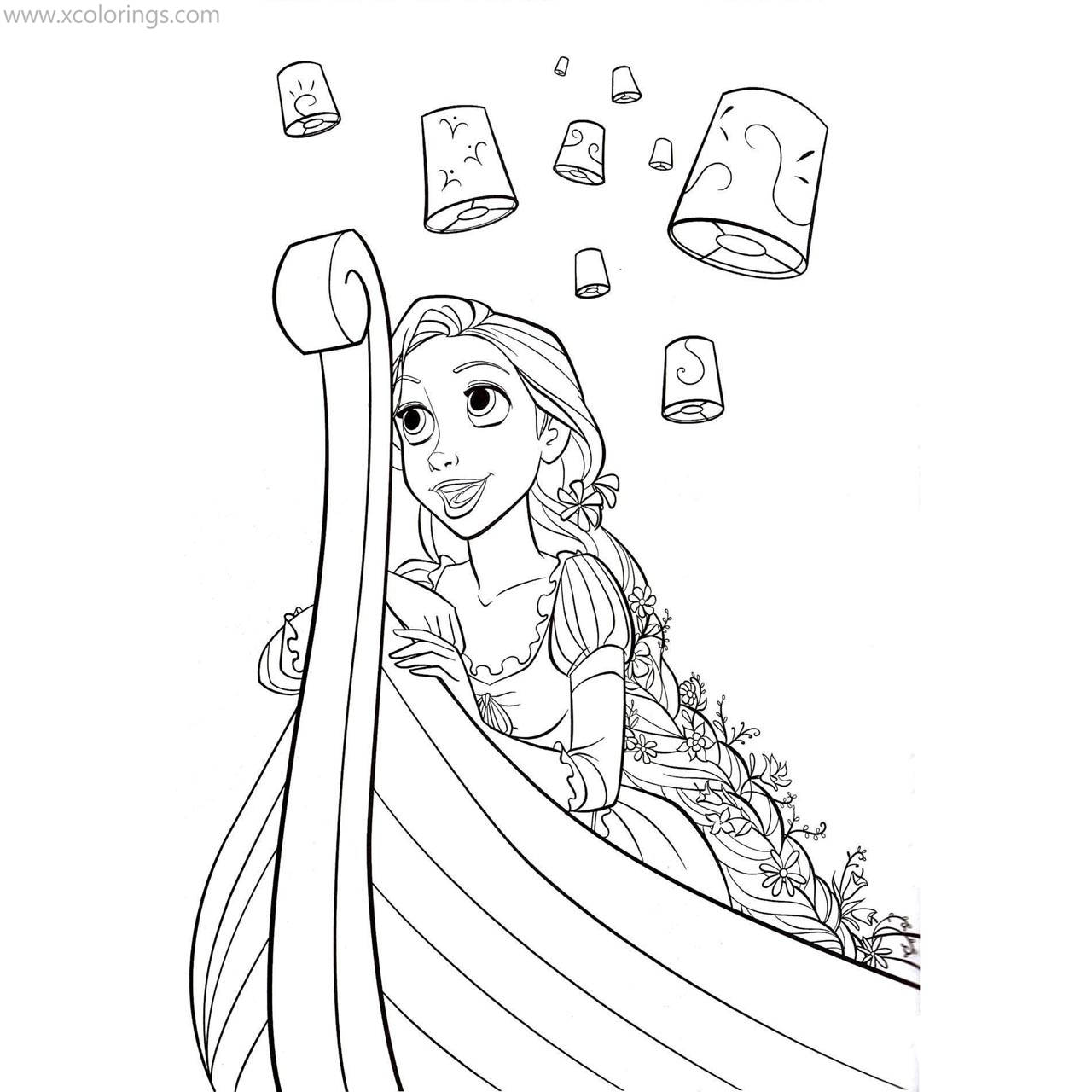 Free Rapunzel On Boat Coloring Pages printable